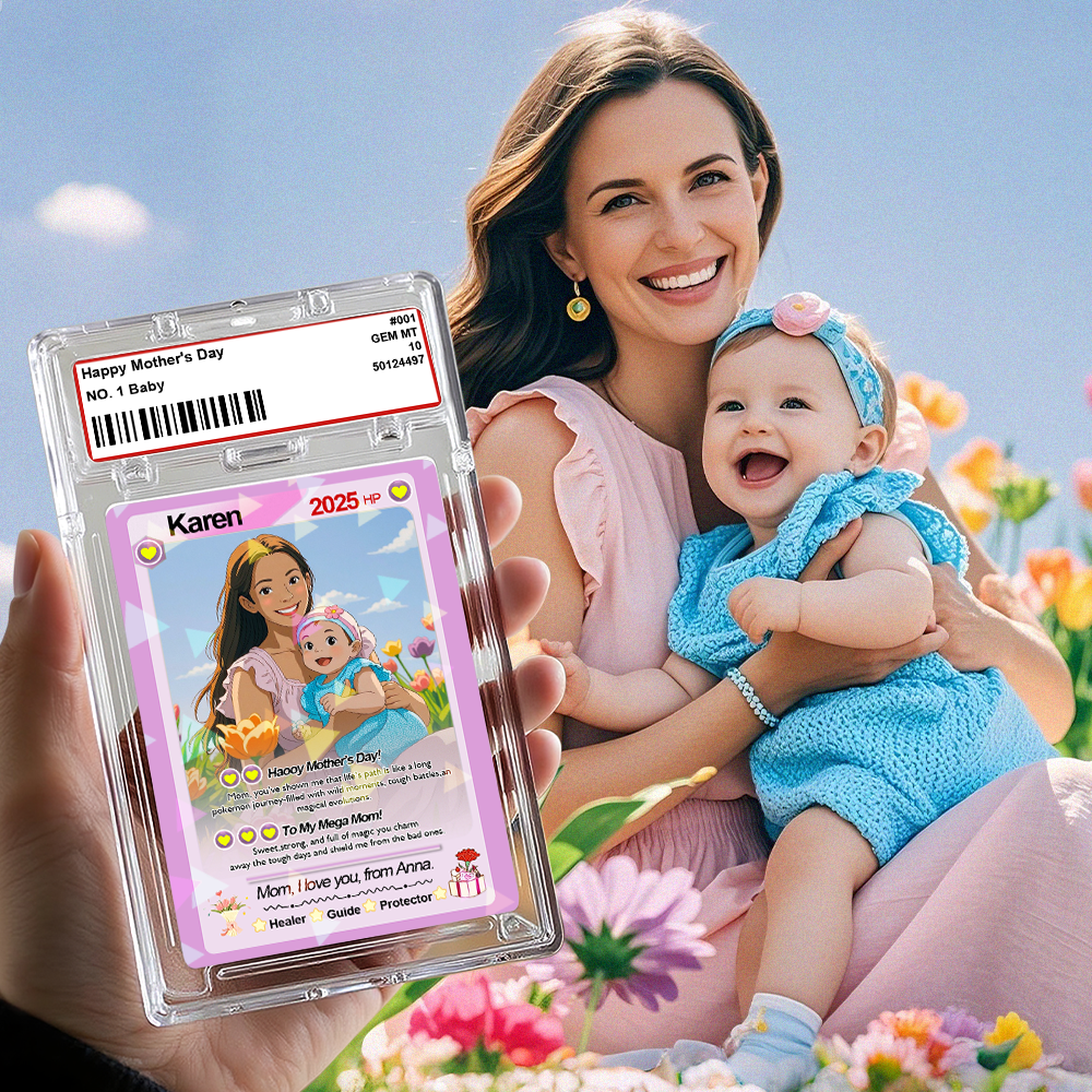 Carte Personnalisée Pour La Fête Des Mères Avec Photo Et Fleurs, Texte Personnalisé Transformé En Portrait Animé, Cadeau Pour Maman - Mug Personnalisé