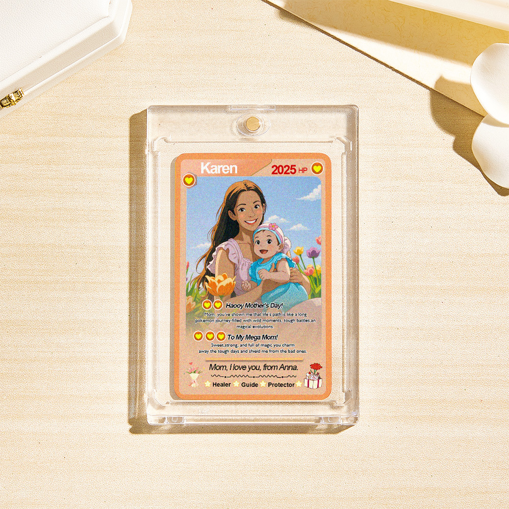 Carte Personnalisée Pour La Fête Des Mères Avec Photo Et Fleurs, Texte Personnalisé Transformé En Portrait Animé, Cadeau Pour Maman - Mug Personnalisé