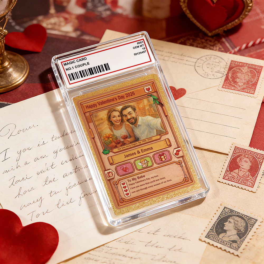 Carte Personnalisée Pour Couple, Carte D'anniversaire Sur Mesure Avec Photo De Couple Style Anime, Cadeau Pour Amoureux - Mug Personnalisé