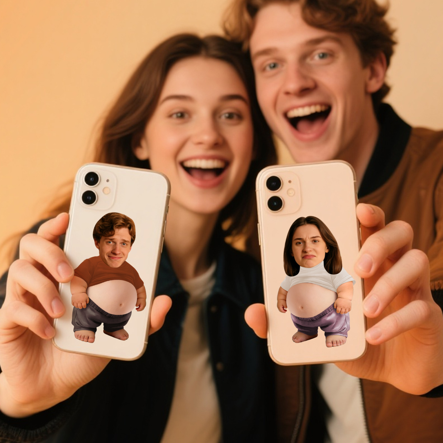 Autocollant Anti-collision Personnalisé Avec Ventre Souple Et Moelleux – Autocollant Photo Personnalisé Avec Ventre Doux À Presser, Cadeau Mignon Et Amusant Pour Les Couples Et Les Amis