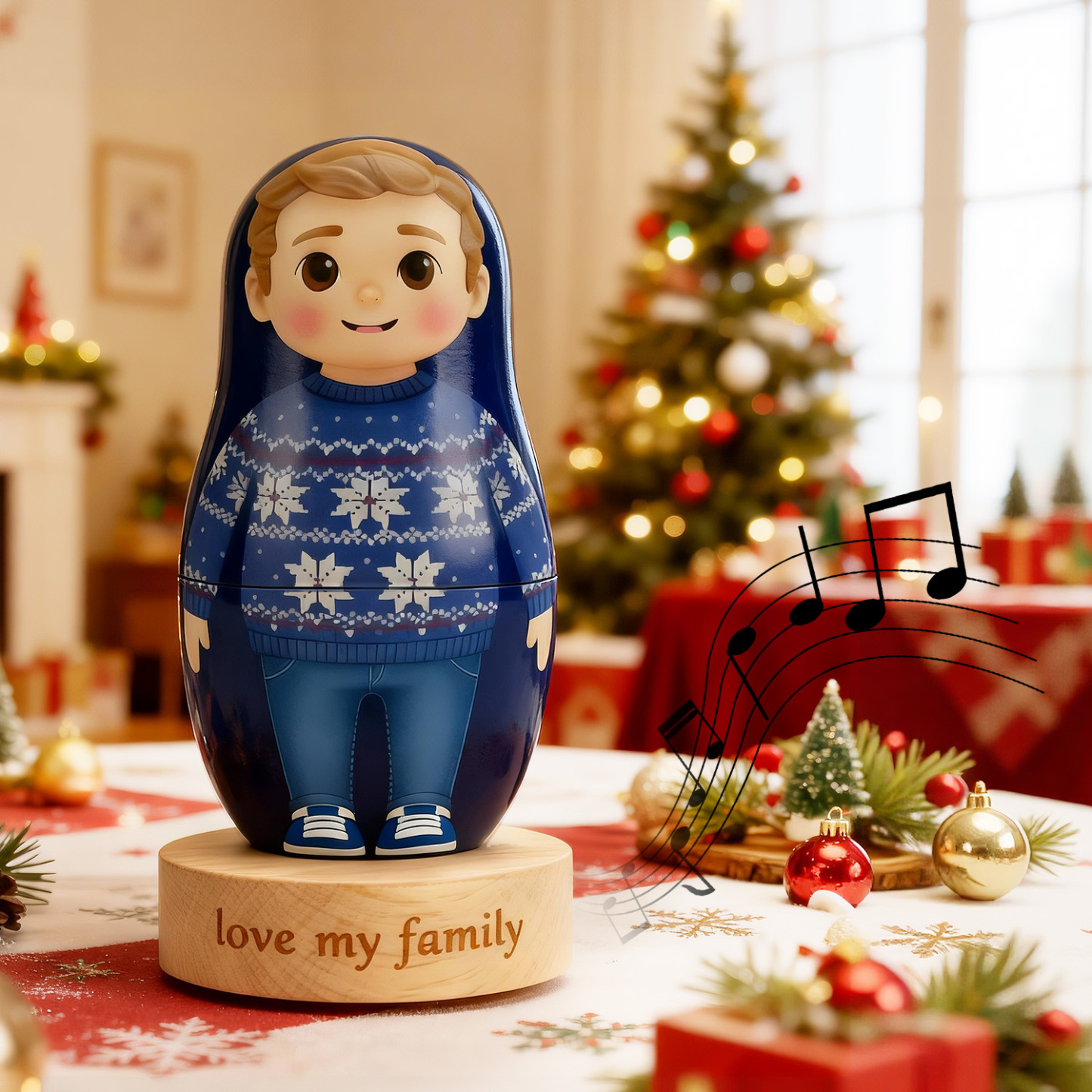 Poupée Gigogne Personnalisée, Portrait De Famille, Photo Personnalisée, Style Dessin Animé, Cadeau D'anniversaire - MaPhotocaleconFr