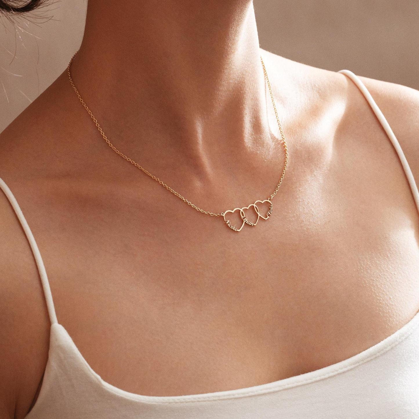Collier Personnalisé Avec Prénom Et Cœur, Collier À Plusieurs Cœurs, Bijoux Pour Enfants, Cadeau Pour Maman, Fête Des Mères - Mug Personnalisé
