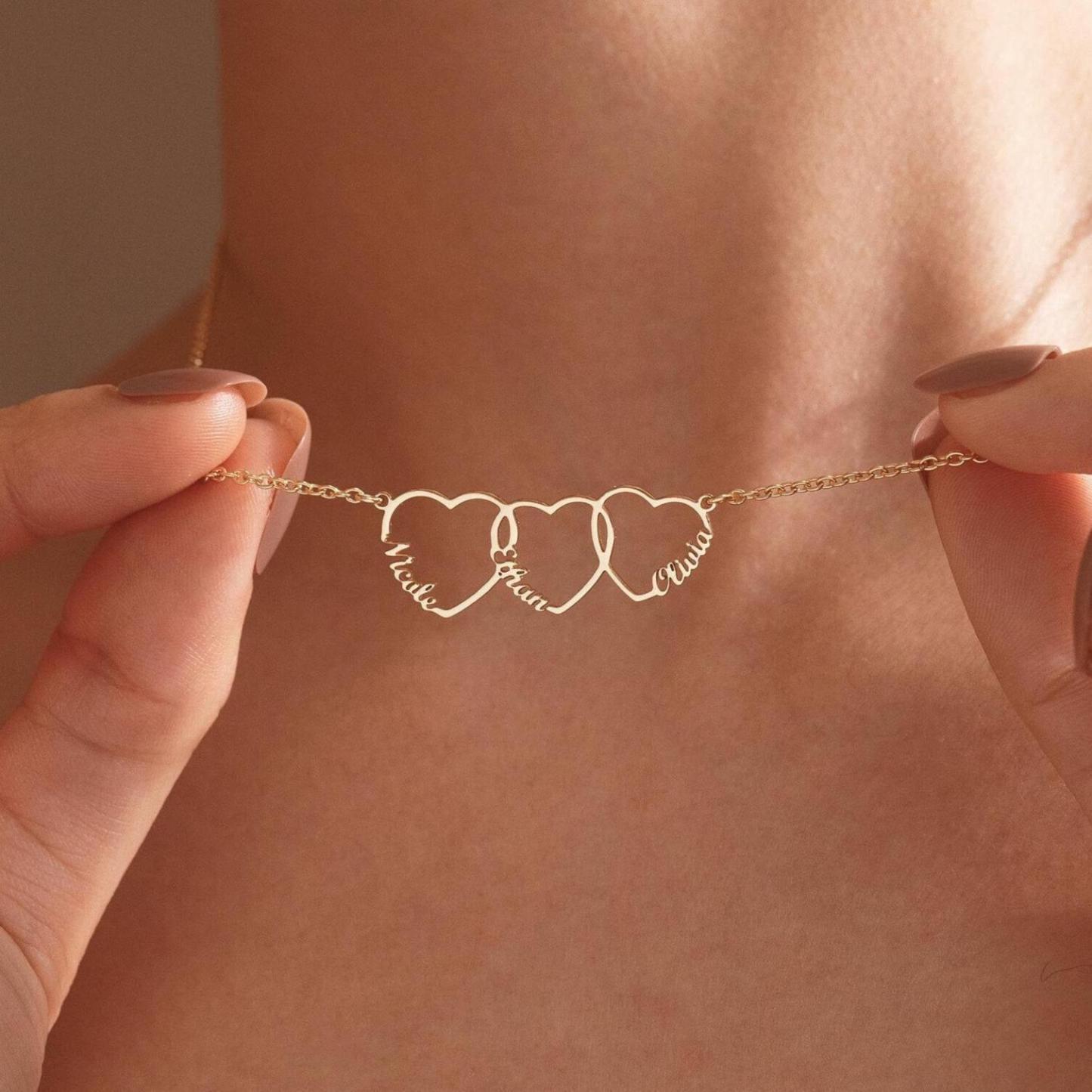 Collier Personnalisé Avec Prénom Et Cœur, Collier À Plusieurs Cœurs, Bijoux Pour Enfants, Cadeau Pour Maman, Fête Des Mères - Mug Personnalisé