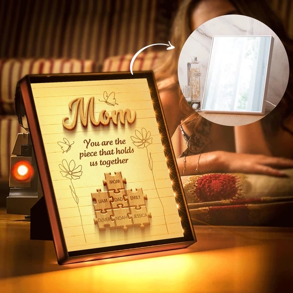 Lampe Miroir Led Personnalisée Avec Nom Et Puzzle, Cadeau Pour Maman - Mug Personnalisé