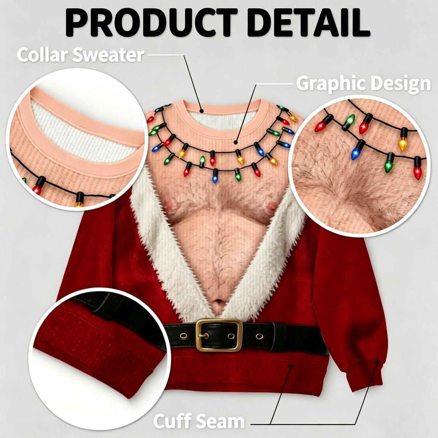 Personnalisé Poitrine Poilue Santa Abs Graphique Drôle Laid Noël Sweat-shirt Cadeau De Vacances Pour Les Amis - Mug Personnalisé