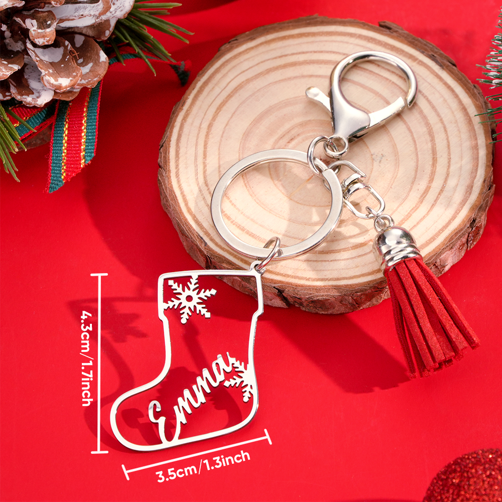 Personalisierter Weihnachts-schlüsselanhänger, Personalisierter Edelstahl-schlüsselanhänger Mit Namensgravur, Weihnachtsgeschenk Für Ihn - MeineFotoTassen