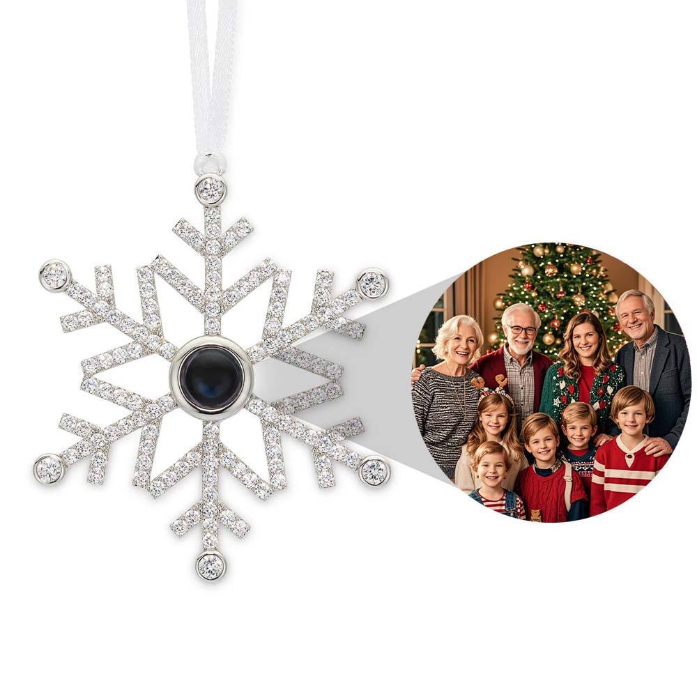 Personalisierte Projektionsverzierung, Individuelles Foto, Schneeflocke, Weihnachtsverzierung, Geschenke