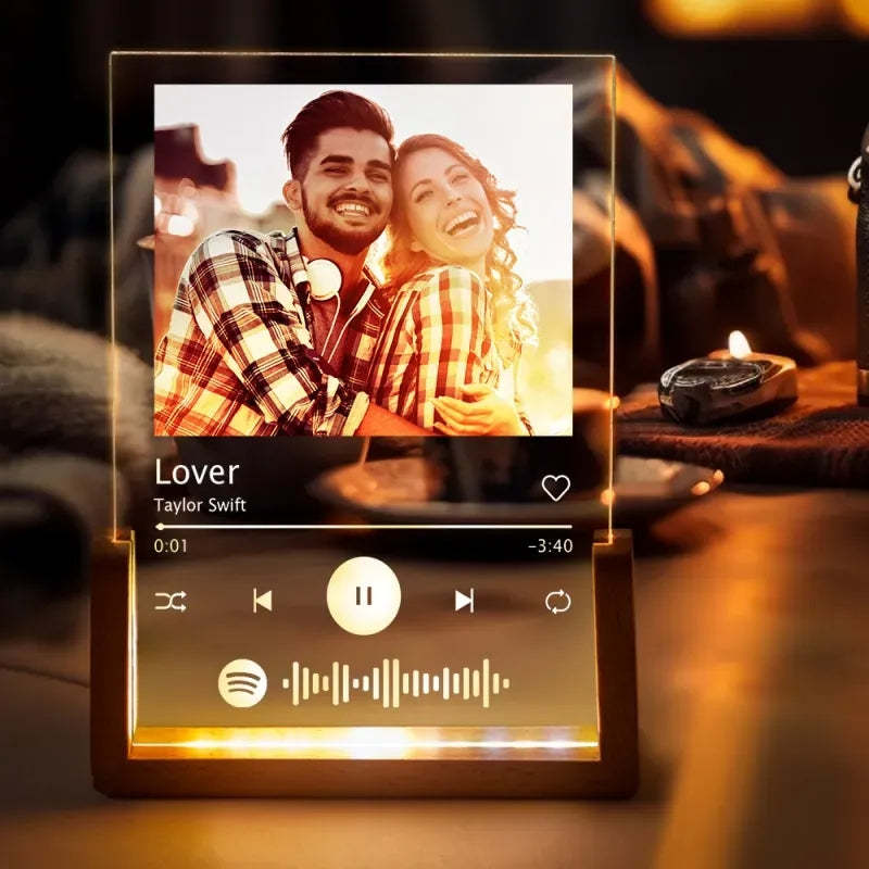 Spotify Nachtlicht Personalisiertes Spotify Glas Geschenk Mit Spotify Code Spotify Bilderrahmen Glasfoto
