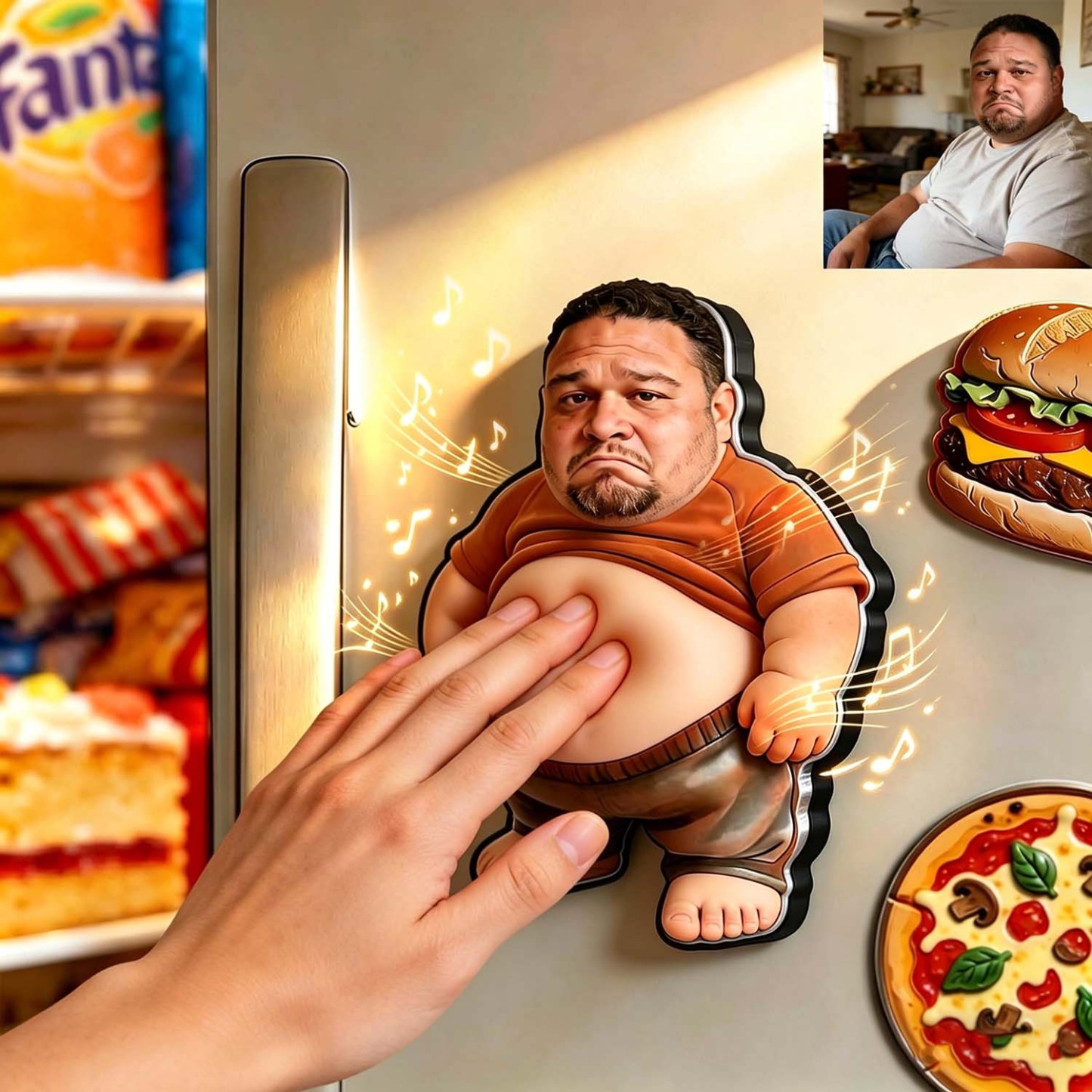 Personalisierter, Knautschbarer Kühlschrankmagnet Mit Foto Und Musik – Individuell Gestaltbarer Foto-charakter-magnet Zum Drücken Auf Den Bauch Mit Integriertem Sound, Lustiges Geschenk Für Familie Und Paare - MeineFotoTassen