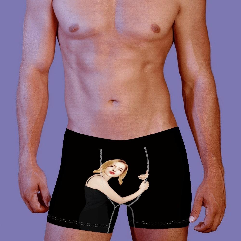 Custom Face Boxer Hug Body Herren Boxershorts Personalisierte Boxershorts Schwarz