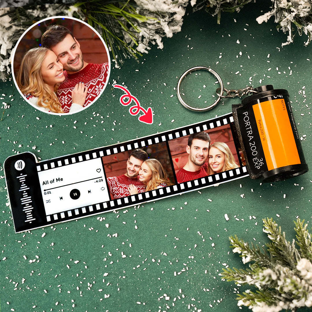 Benutzerdefinierter Spotify-kamerarollen-schlüsselanhänger Mit Text, Personalisierter Foto-filmrollen-schlüsselanhänger - MeineFotoTassen