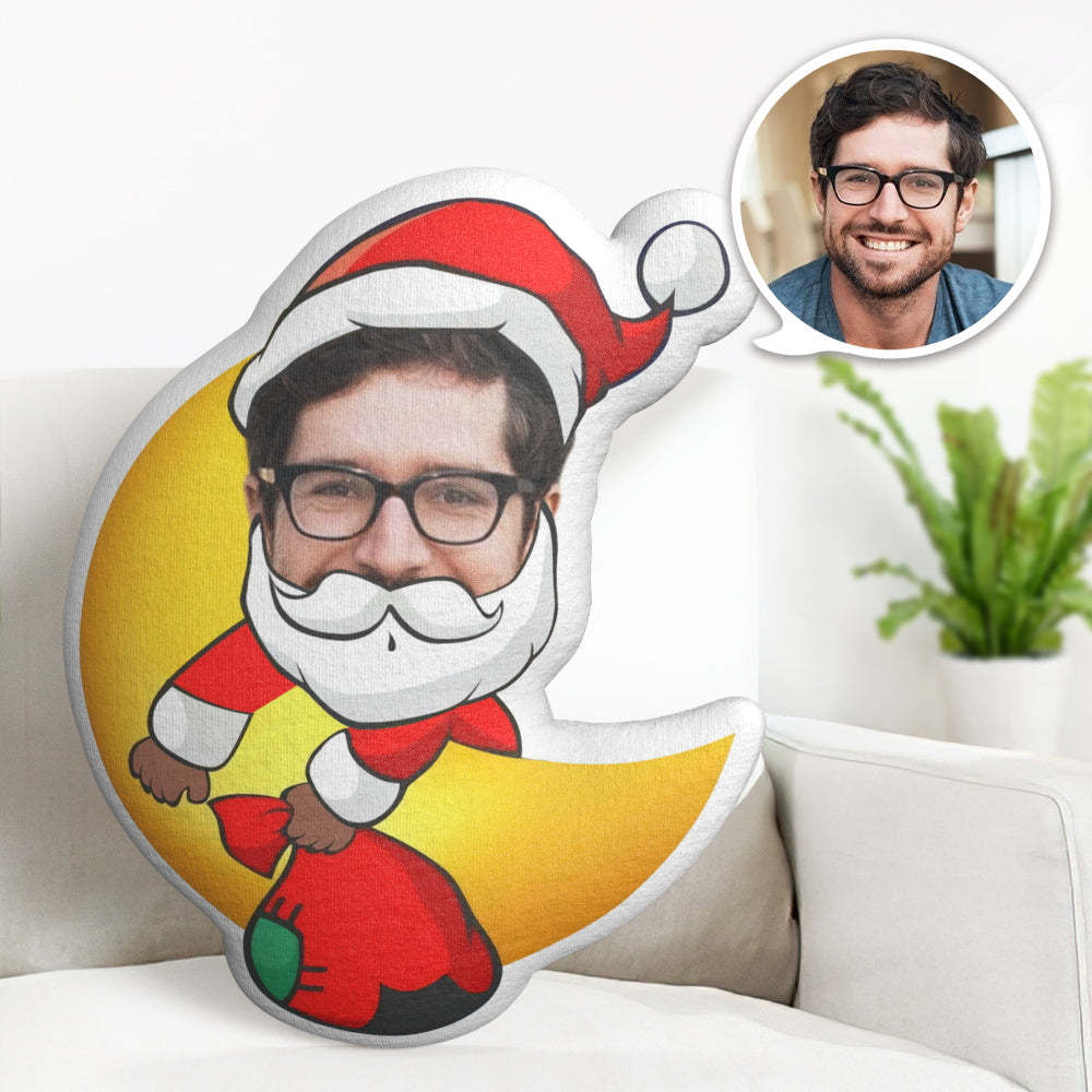 Weihnachtsgeschenk Personalisiertes Gesichtskissen Weihnachtsmann Mit Dem Mond In Seinen Armen Minime Puppe - MeineFotoTassen