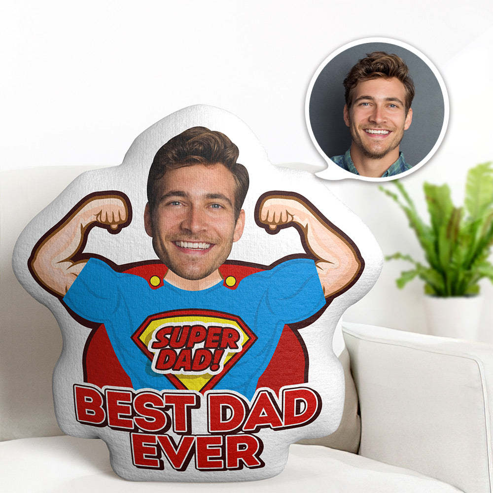Benutzerdefiniertes Gesichtskissen Super Dad, Personalisiertes Fotopuppen-minime-kissen, Geschenke Für Ihn - MeineFotoTassen