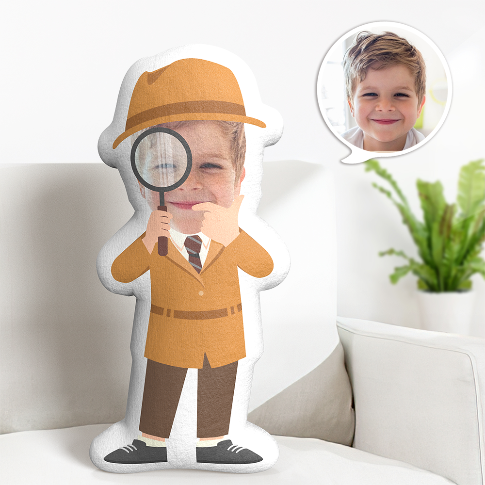 Benutzerdefiniertes Foto-gesichtskissen, Cartoon-sherlock-holmes-jungenkissen, Personalisiertes Foto, Individuell Geformtes Kissen - MeineFotoTassen