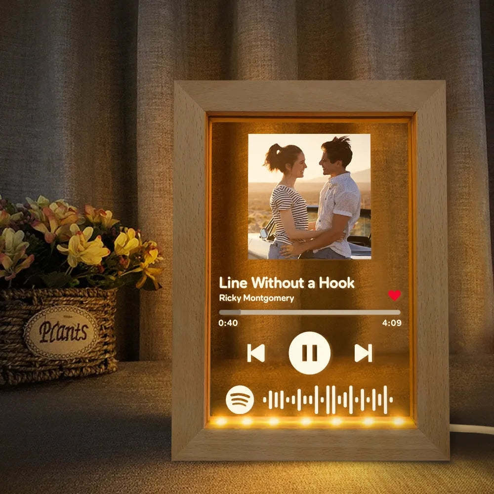 Spotify Nachtlicht Personalisiertes Spotify Glas Geschenk Mit Spotify Code Spotify Bilderrahmen Glasfoto