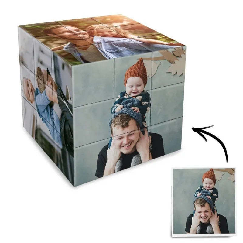 Benutzerdefinierter Multi-Foto-Würfel Benutzerdefinierter Foto-Zauberwürfel Personalisierte sechs Bilder 3x3-Würfel-Geschenke für den Vater