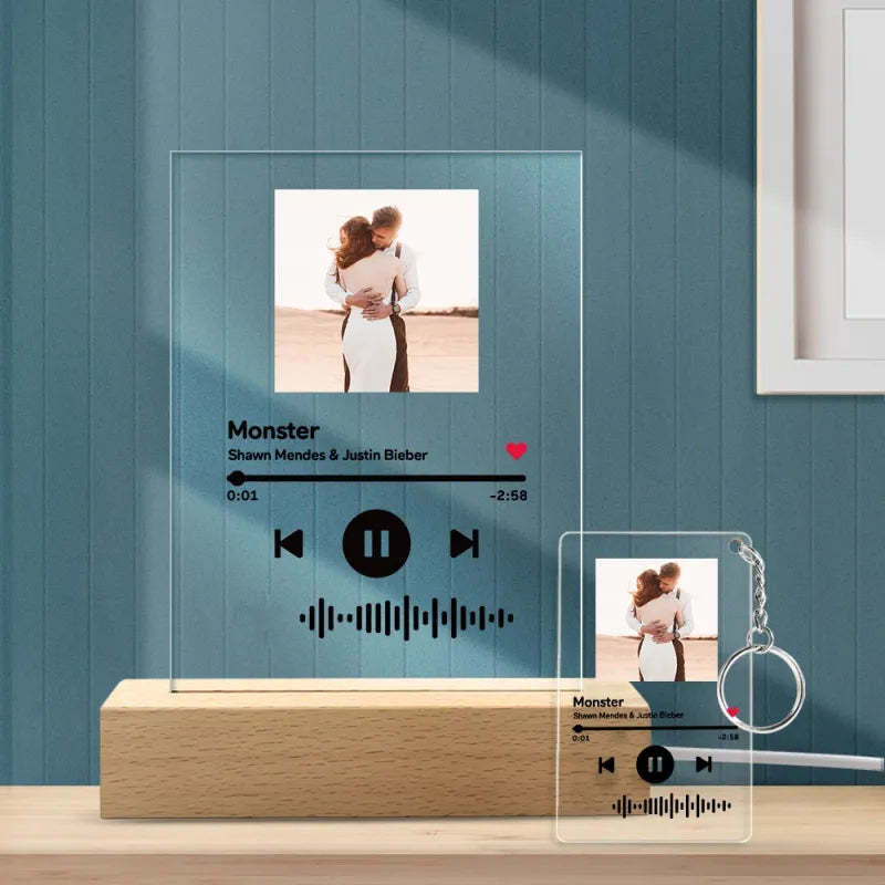 Spotify Nachtlicht Personalisiertes Spotify Glas Geschenk Mit Spotify Code Spotify Bilderrahmen Glasfoto