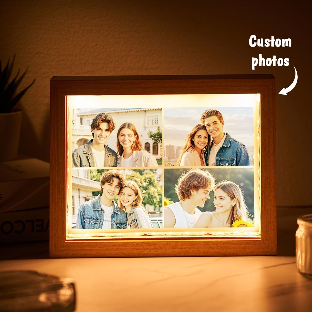 Personalisierter Led-fotorahmen, Individueller Lichtrahmen Für Mehrere Fotos, Geschenk Für Paare - MeineFotoTassen