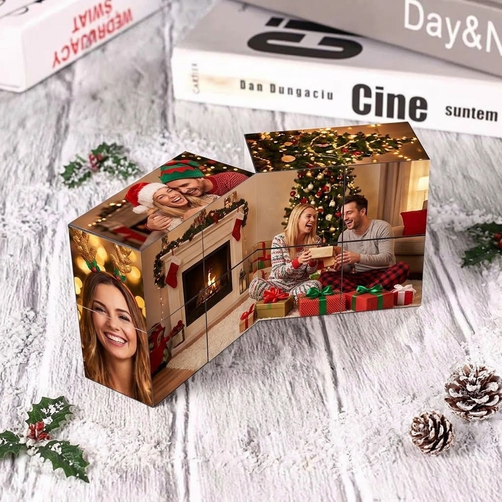 Personalisierter Foto-Zauberwürfel – 9-Fotos-Würfel als individuelles Weihnachtsgeschenk für Familie, Paare und Freunde