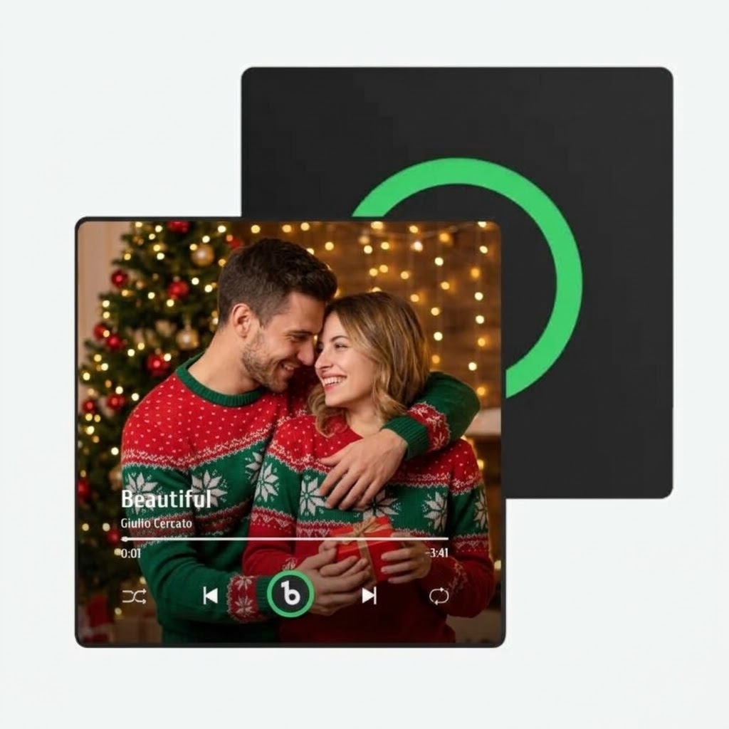 Weihnachtsgeschenk Personalisierter Musik Kühlschrankmagnet für Papa Bunter Rahmen Album Magnet mit Song Wiedergabe Vatertagsgeschenk