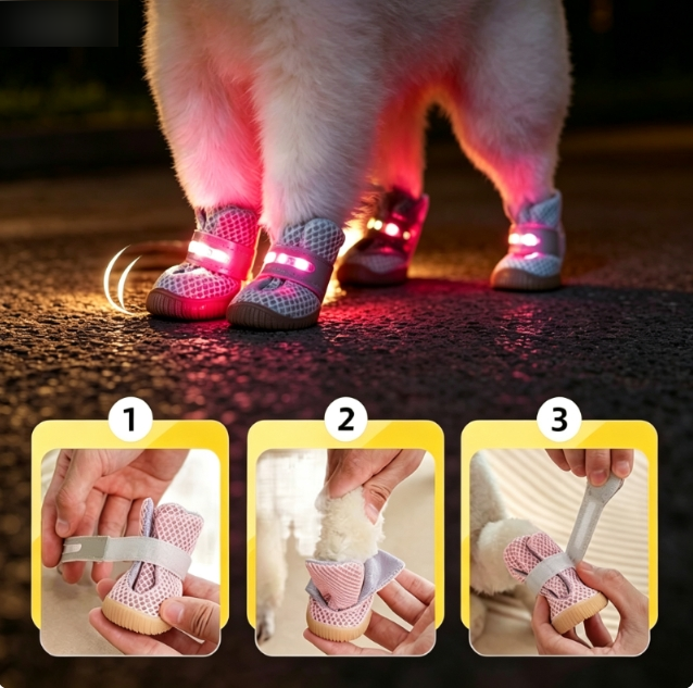 Leuchtende Hundeschuhe Für Kleine Hunde, Wasserdichte Hundestiefel Mit Weicher Sohle, Rutschfeste Haustierschuhe Für Pudel, Bichon Frisé, Teddy Und Kleine Rassen, Sicherer Halt Bei Winterspaziergängen - MeineFotoTassen