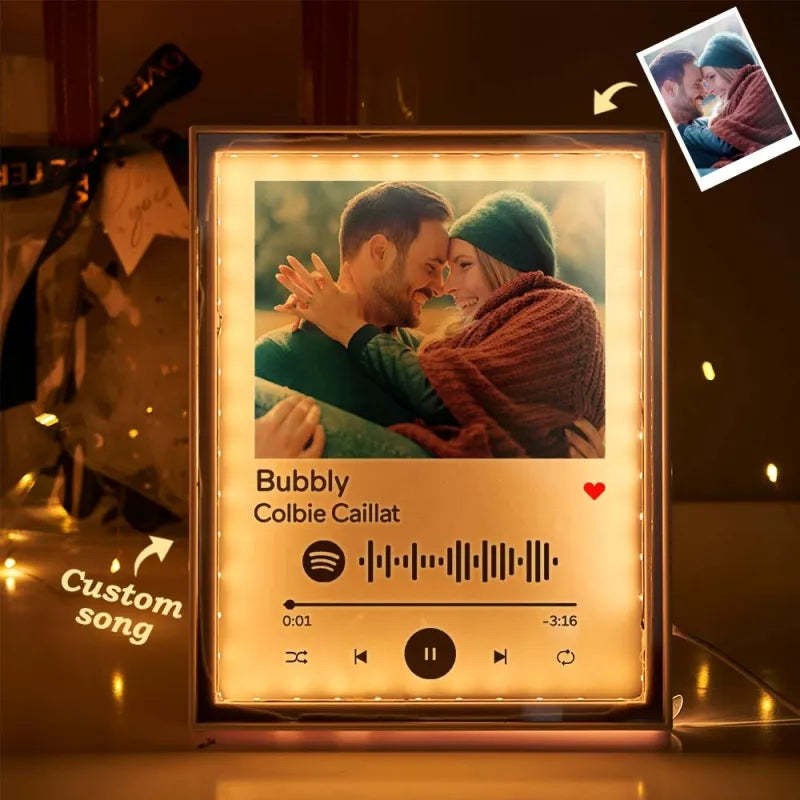 Spotify Nachtlicht Personalisiertes Spotify Glas Geschenk Mit Spotify Code Spotify Bilderrahmen Glasfoto