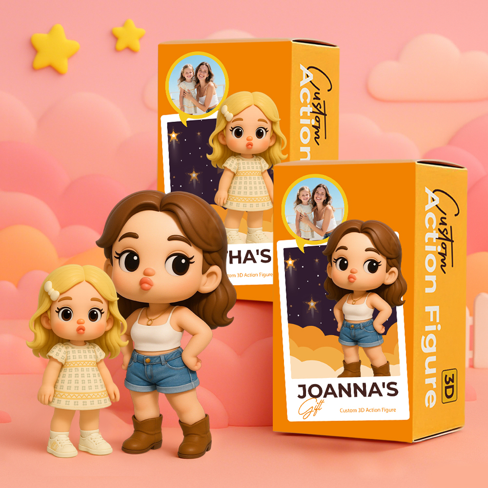 Benutzerdefinierte Süße Spielzeugfigur Im Schmollen-stil, 3d-minifiguren, Personalisierte Foto-blindbox, Einzigartiges Geschenk Für Beste Freunde - DePhotoBoxer