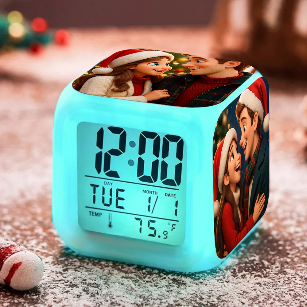 Personalisierter Wecker Mit Cartoon-fotos, Individuelle Led-nachtleuchte Mit Mehreren Bildern, Einzigartige Heimdekoration - MeineFotoTassen