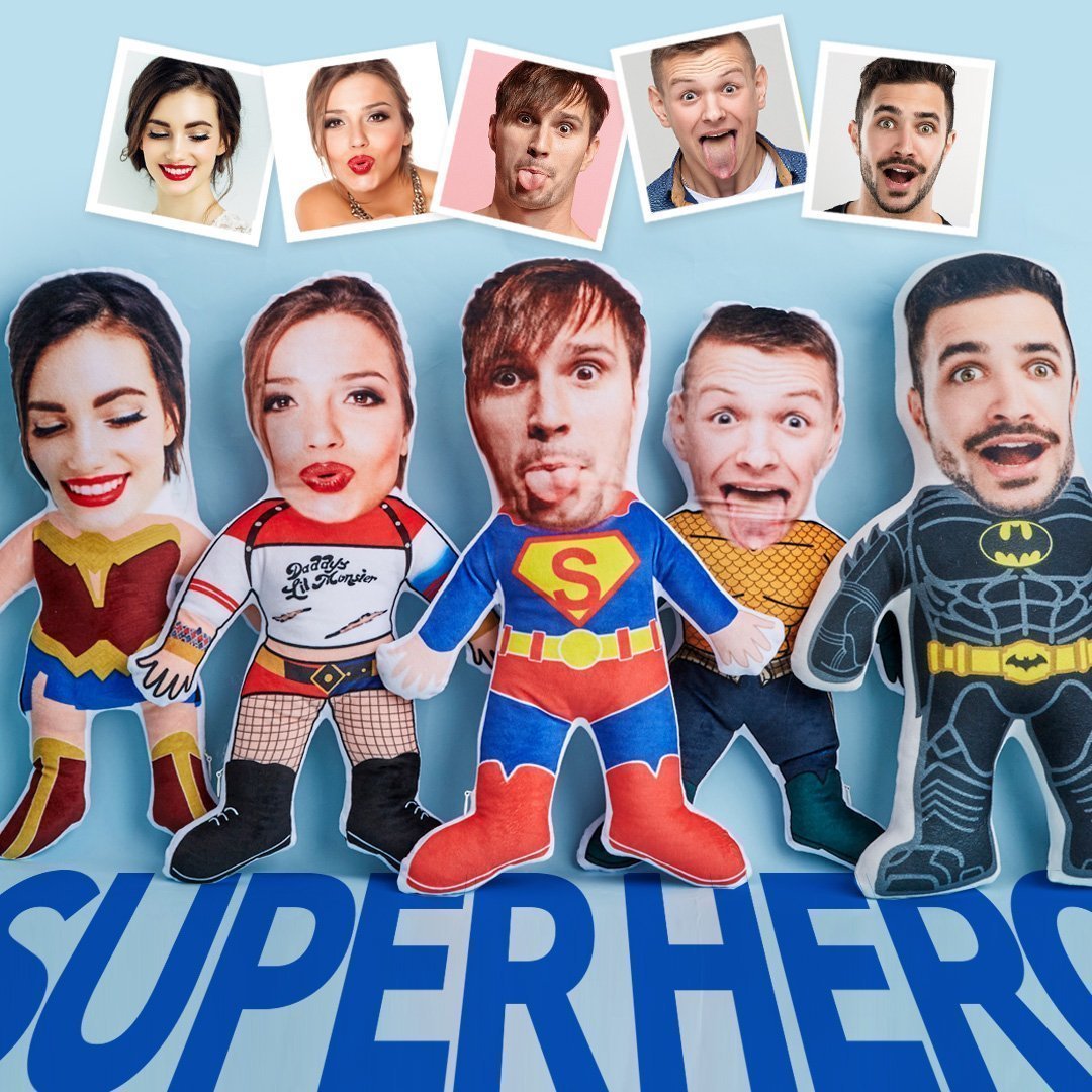 Personalisierte Foto Kissen Minimal Kissen Körper Kissen Gesicht Kissen Superhelden Kissen Personalisiertes Lustiges Geschenk
