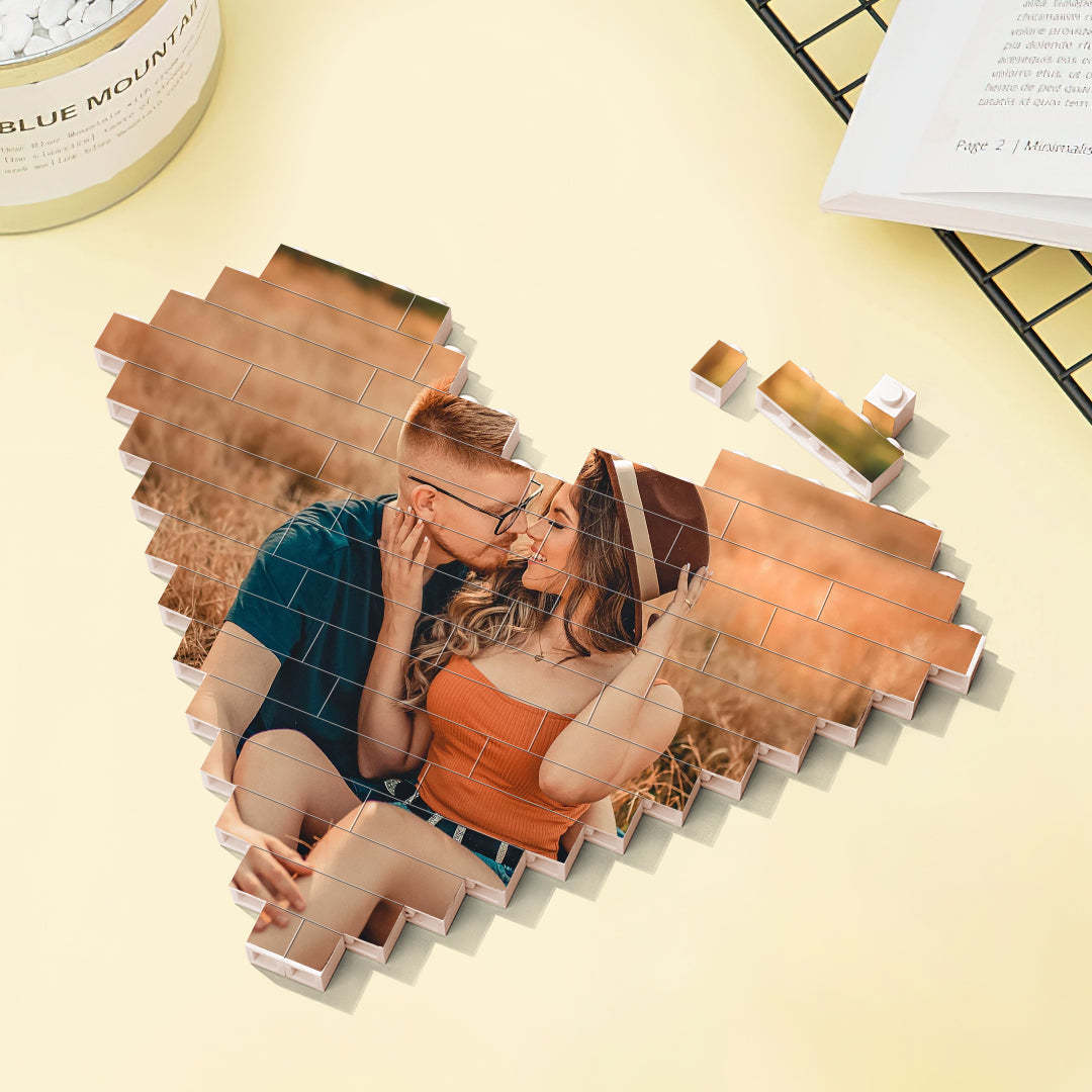 Personalisiertes Bauziegel-herz, Individuelles Fotoblock-spielzeug, Heimdekoration Für Liebhaber - MeineFotoTassen