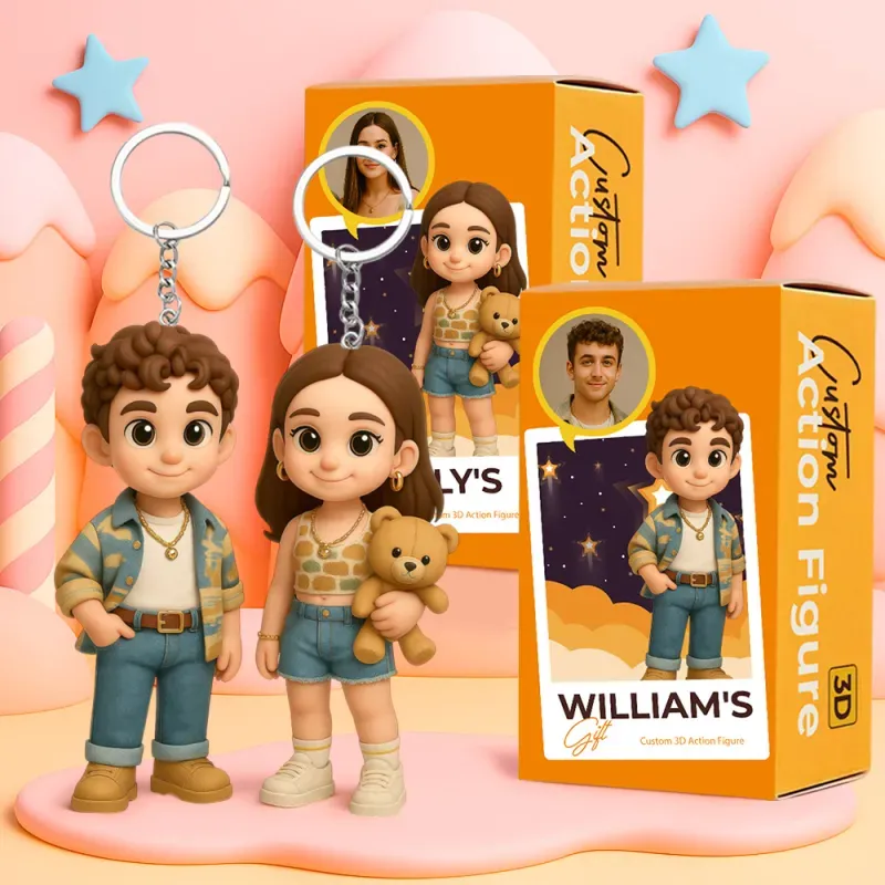 Personalisierter Cartoon-haustier-schlüsselanhänger, Individuelle 3d-tierfigur, Niedlicher Hunde- Oder Katzen-avatar, Geschenk Für Tierliebhaber. - DePhotoBoxer