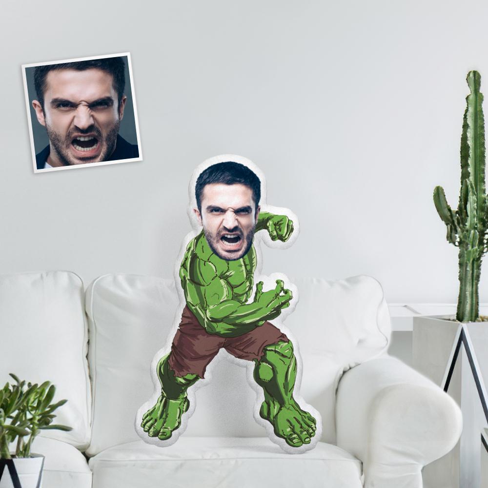 Custom Face Foto Minime Puppe Einzigartig Personalisierter Hulk In Battle Throw Kissen Ein Wirklich Cooles Geschenk