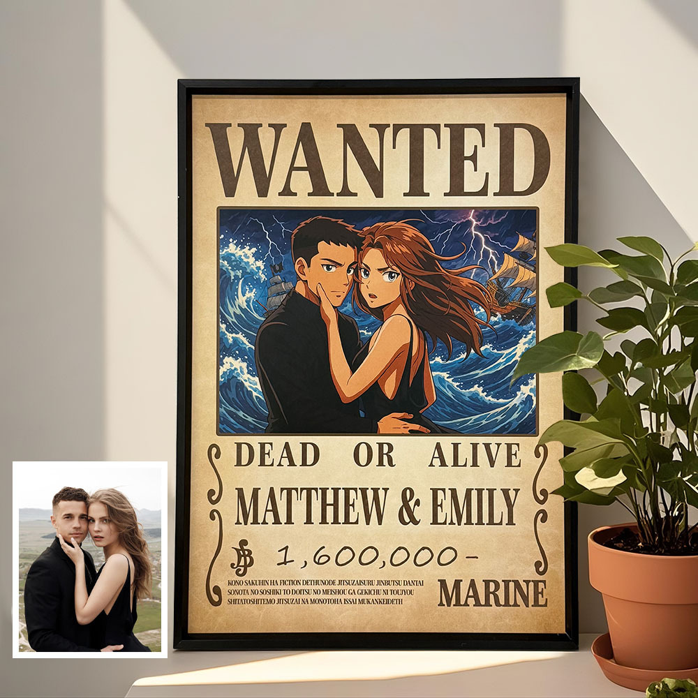 Portrait Personnalisé De Couple De Capitaines Recherchés, Style Anime, Avec Une Prime. - MaPhotocaleconFr