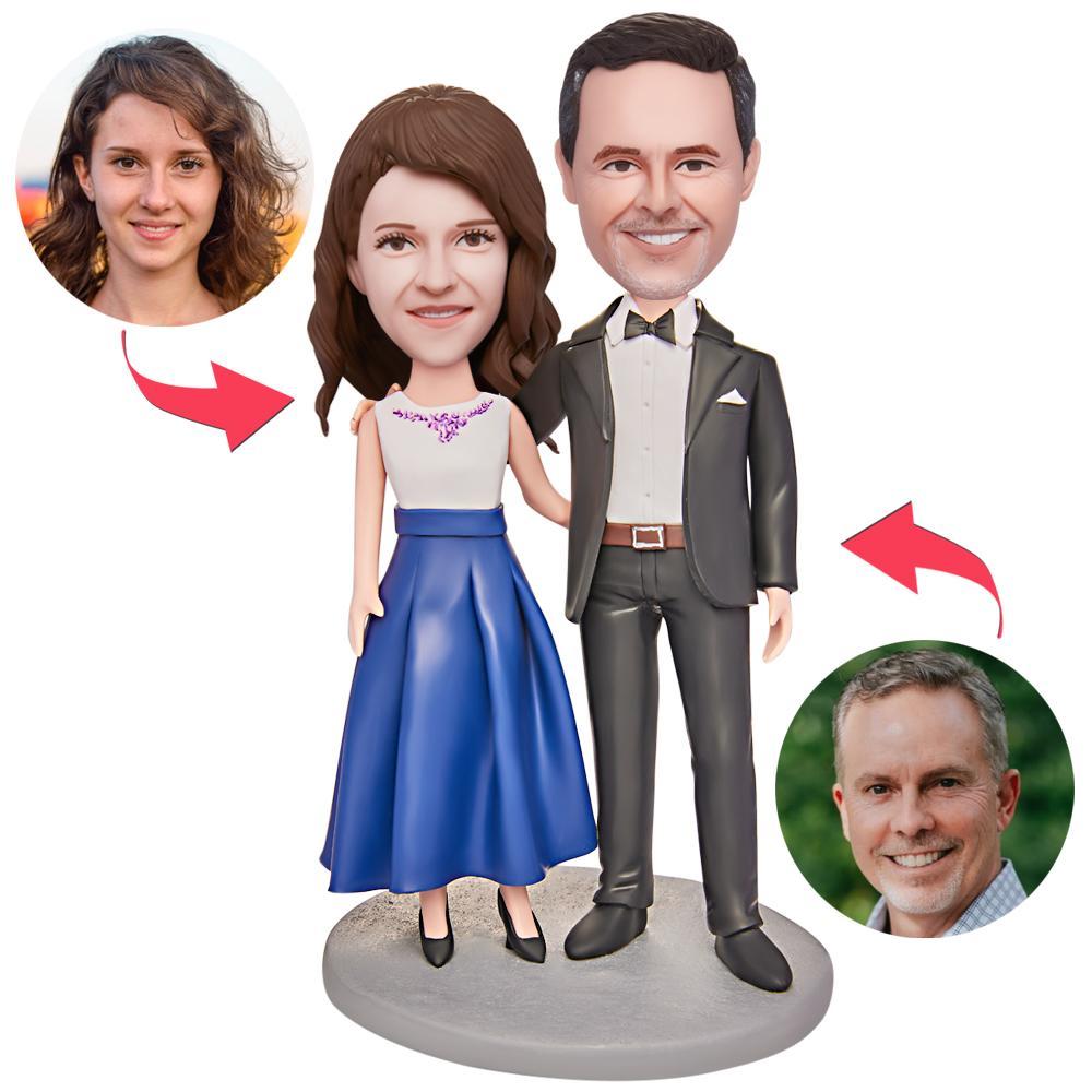 Fathers Day Gift Daddy with Daughter On Party Custom Bobblehead with Engraved Text