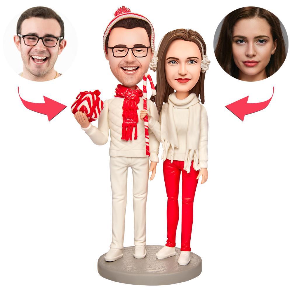 Weihnachtsgeschenk Happy Couple Custom Bobblehead Mit Eingraviertem Text - MeineFotoTassen