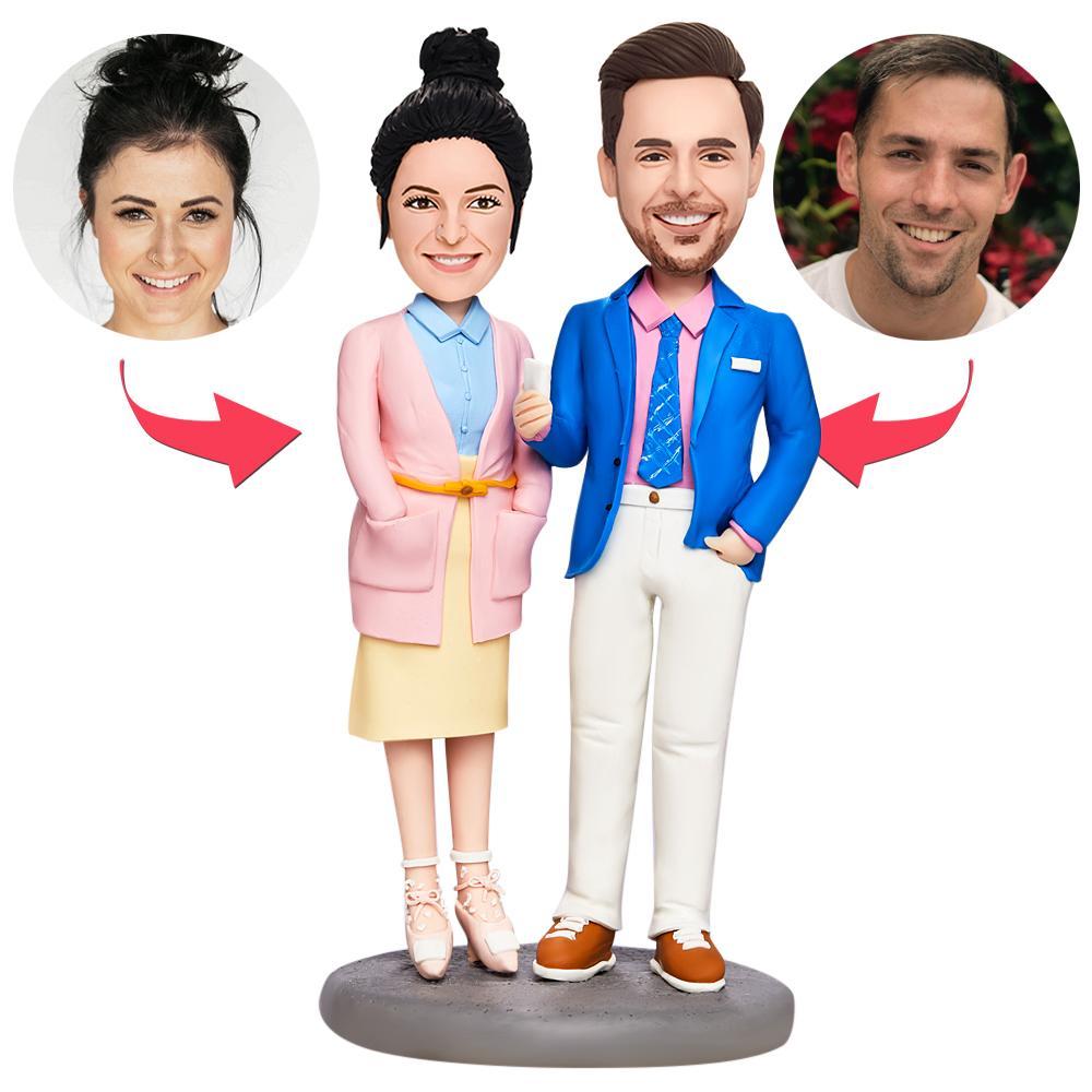 Valentinsgruß-geschenk-mode-paar-kundenspezifische Bobbleheads Mit Graviertem Text - MeineFotoTassen