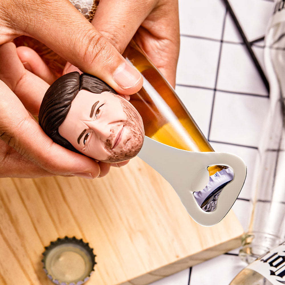 Flaschenöffner Mit Individuellem Gesicht, Personalisiertes Lustiges Flaschenöffner-geschenk Für Trauzeugen - CustomBobbleheadsDE