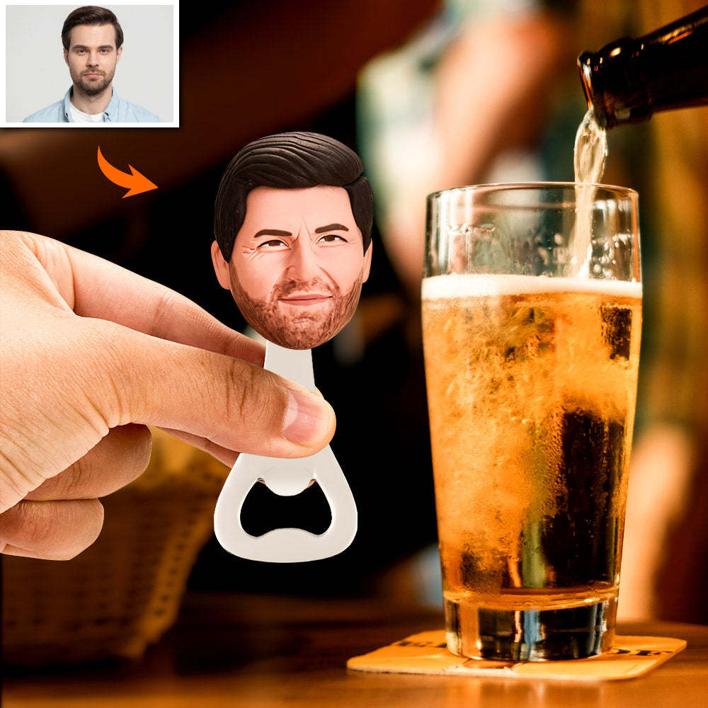 Flaschenöffner Mit Individuellem Gesicht, Personalisiertes Lustiges Flaschenöffner-geschenk Für Trauzeugen - CustomBobbleheadsDE