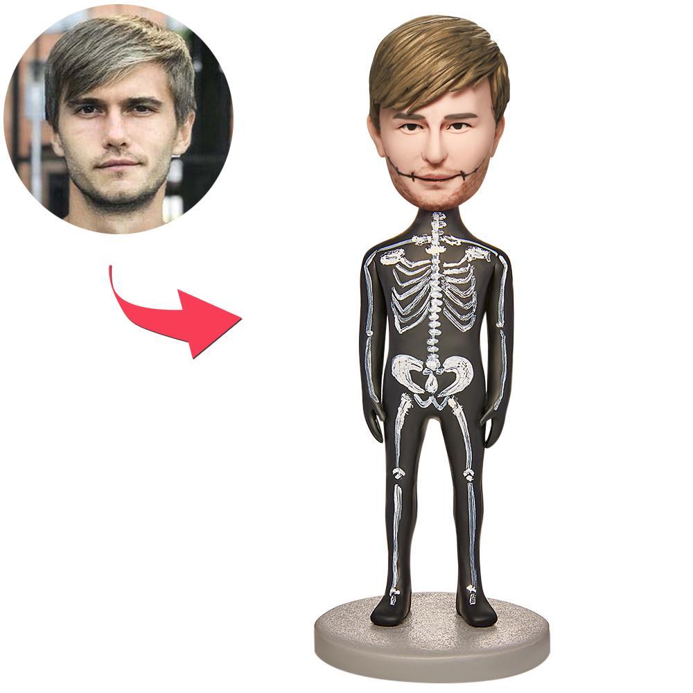 Halloween Geschenk Skelett Cosplay Benutzerdefinierte Wackelkopf Mit Eingraviertem Text - MeineFotoTassen