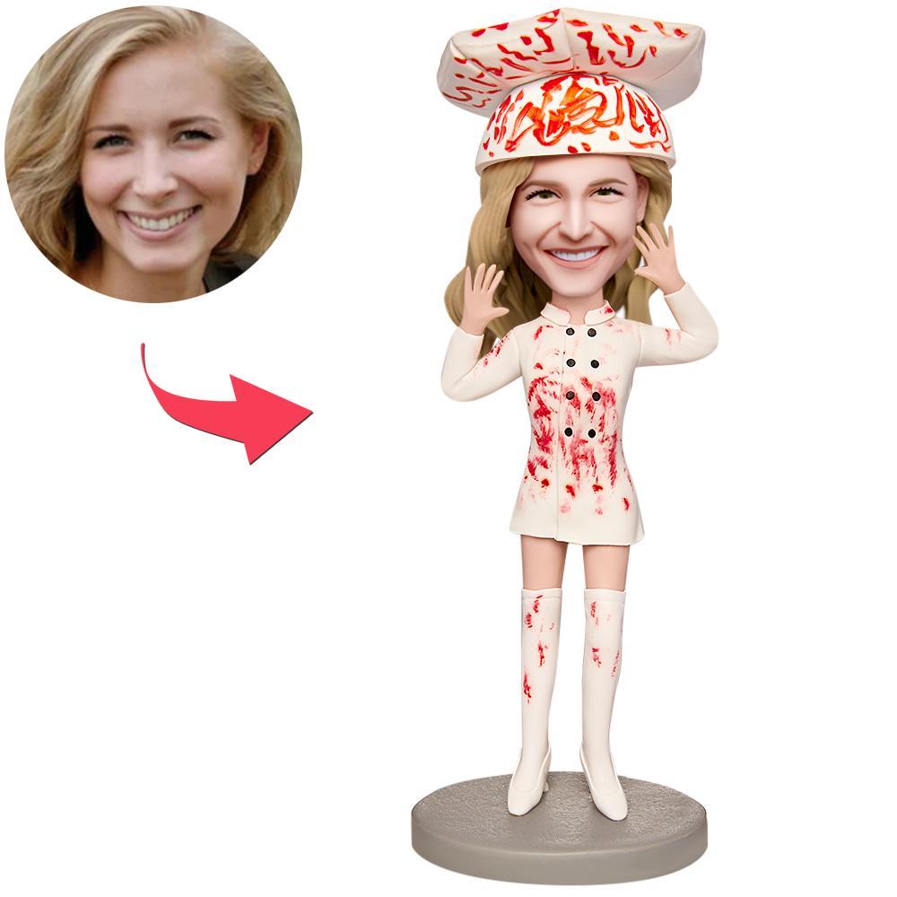 Halloween Weibliche Gruselige Chef Custom Bobblehead Mit Graviertem Text - MeineFotoTassen