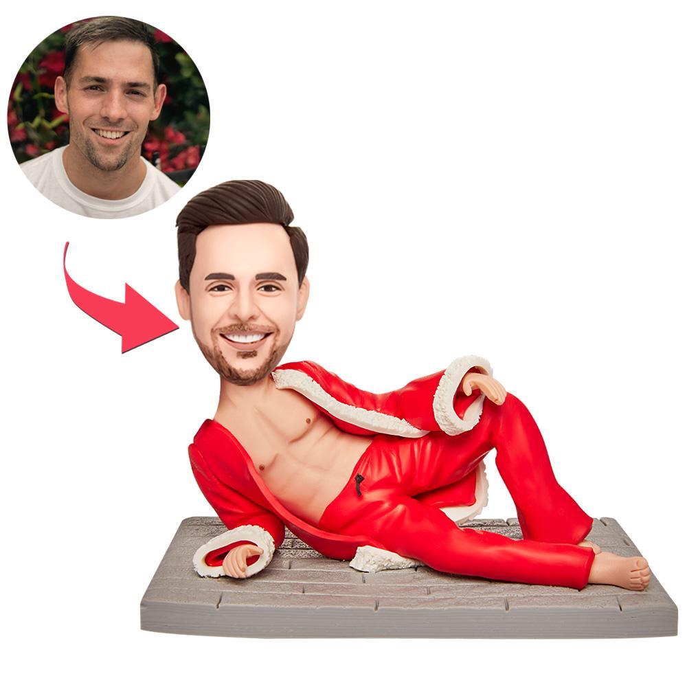 Weihnachtsgeschenk Liegender Weihnachtsjunge Custom Bobblehead Mit Eingraviertem Text - MeineFotoTassen