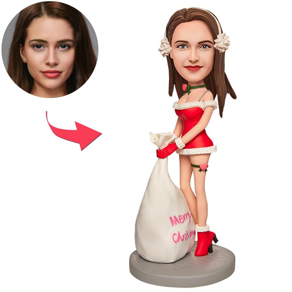 Weihnachtsgeschenk Sexy Weihnachtsmädchen Custom Bobblehead Mit Eingraviertem Text - MeineFotoTassen