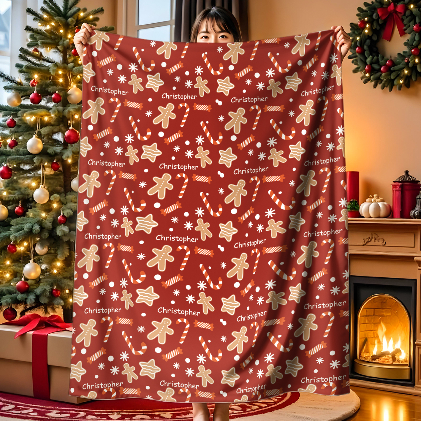 Personalisierte Namensdecke Benutzerdefinierte Weihnachtsdecke Personalisierte Familiennamendecke - MeineFotoTassen