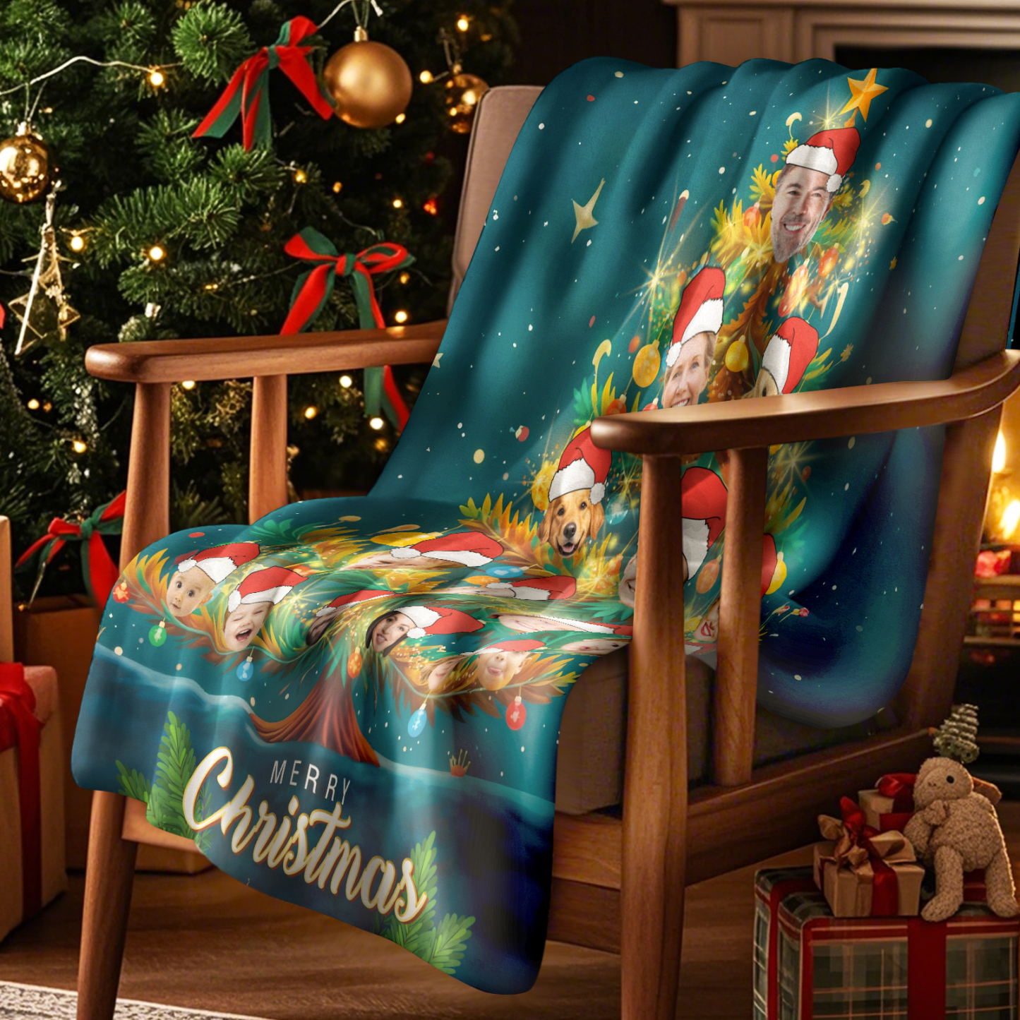 Benutzerdefinierte Weihnachtsfotodecke Personalisierte Weihnachtsdecke Geschenk - MeineFotoTassen