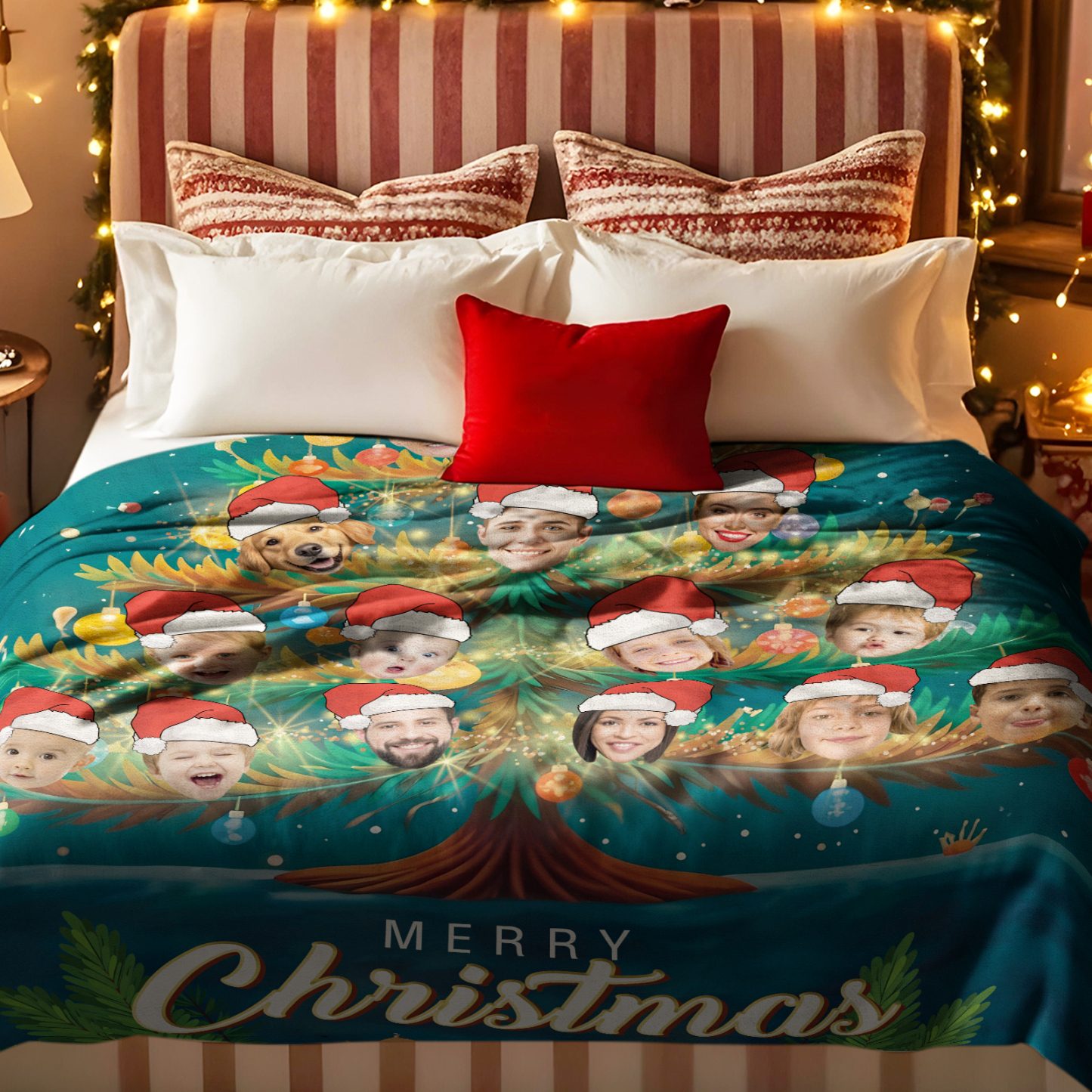 Benutzerdefinierte Weihnachtsfotodecke Personalisierte Weihnachtsdecke Geschenk - MeineFotoTassen