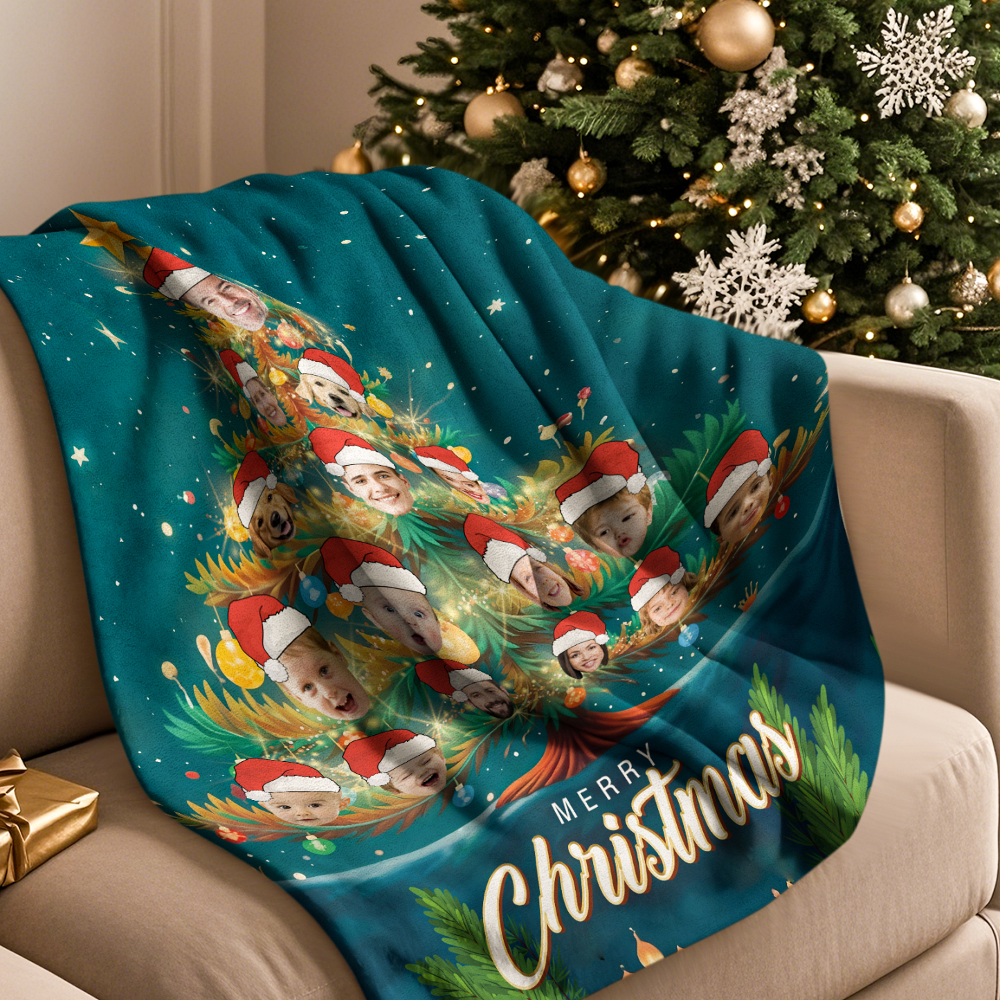 Benutzerdefinierte Weihnachtsfotodecke Personalisierte Weihnachtsdecke Geschenk - MeineFotoTassen