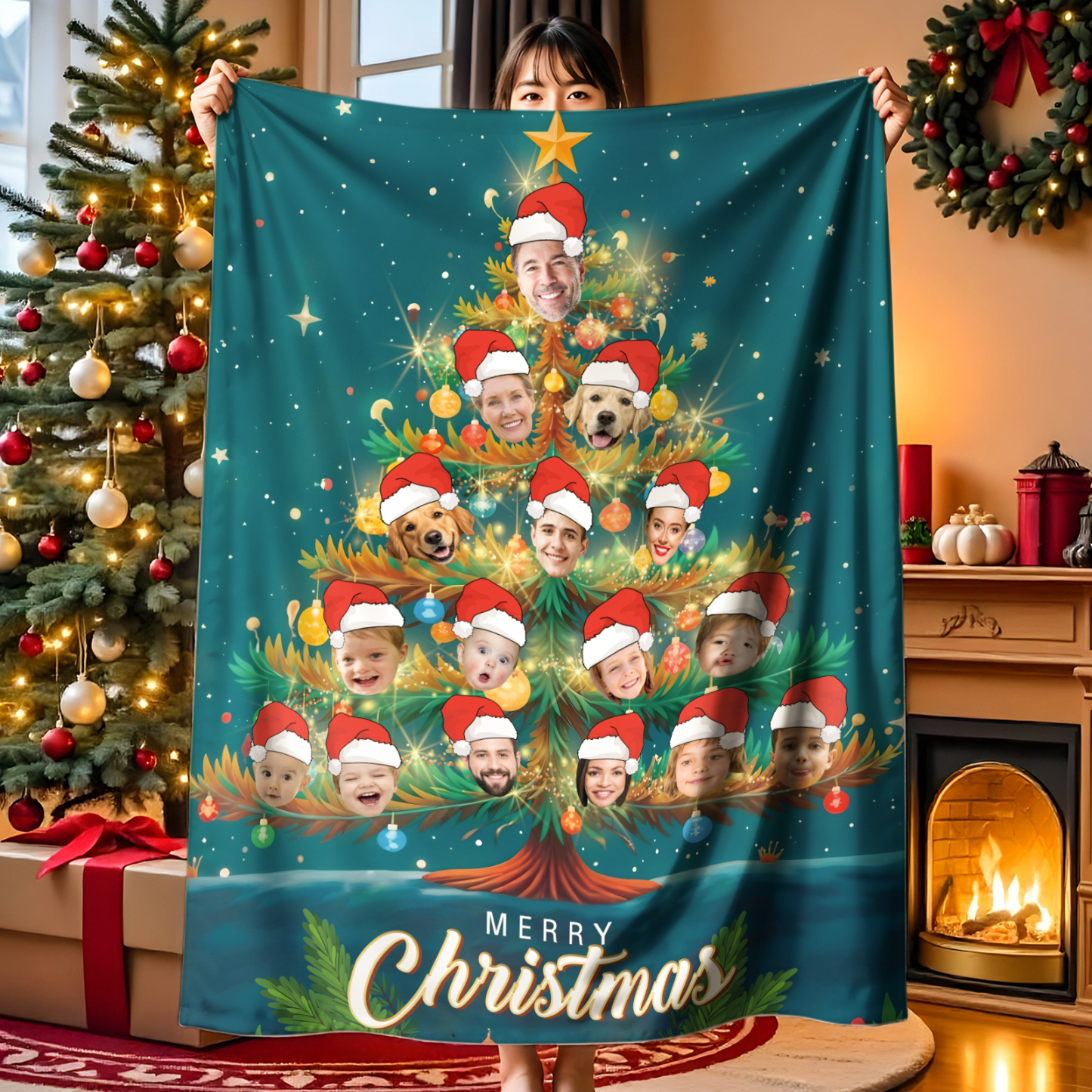 Benutzerdefinierte Weihnachtsfotodecke Personalisierte Weihnachtsdecke Geschenk - MeineFotoTassen
