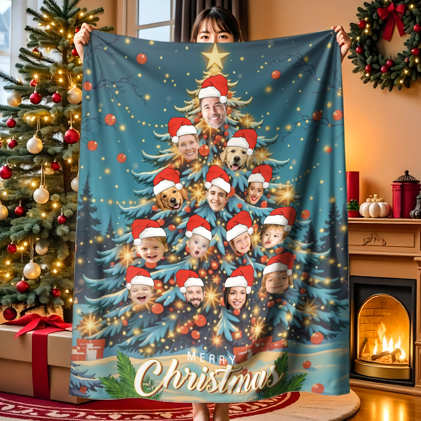 Benutzerdefinierte Weihnachtsfotodecke Personalisierte Weihnachtsdecke Geschenk - MeineFotoTassen