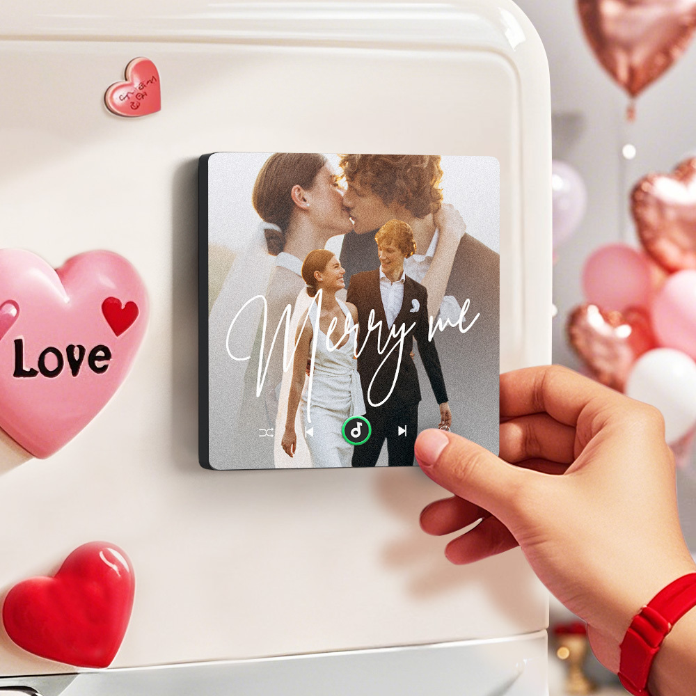 Individuelle Musik-kühlschrankmagnete, Valentinstagsgeschenke, Individueller Musik-kühlschrankmagnet, Bunter Rahmen, Album-kühlschrankmagnet, Kann Lieder Abspielen, Geschenk Für Paare - MeineFotoTassen