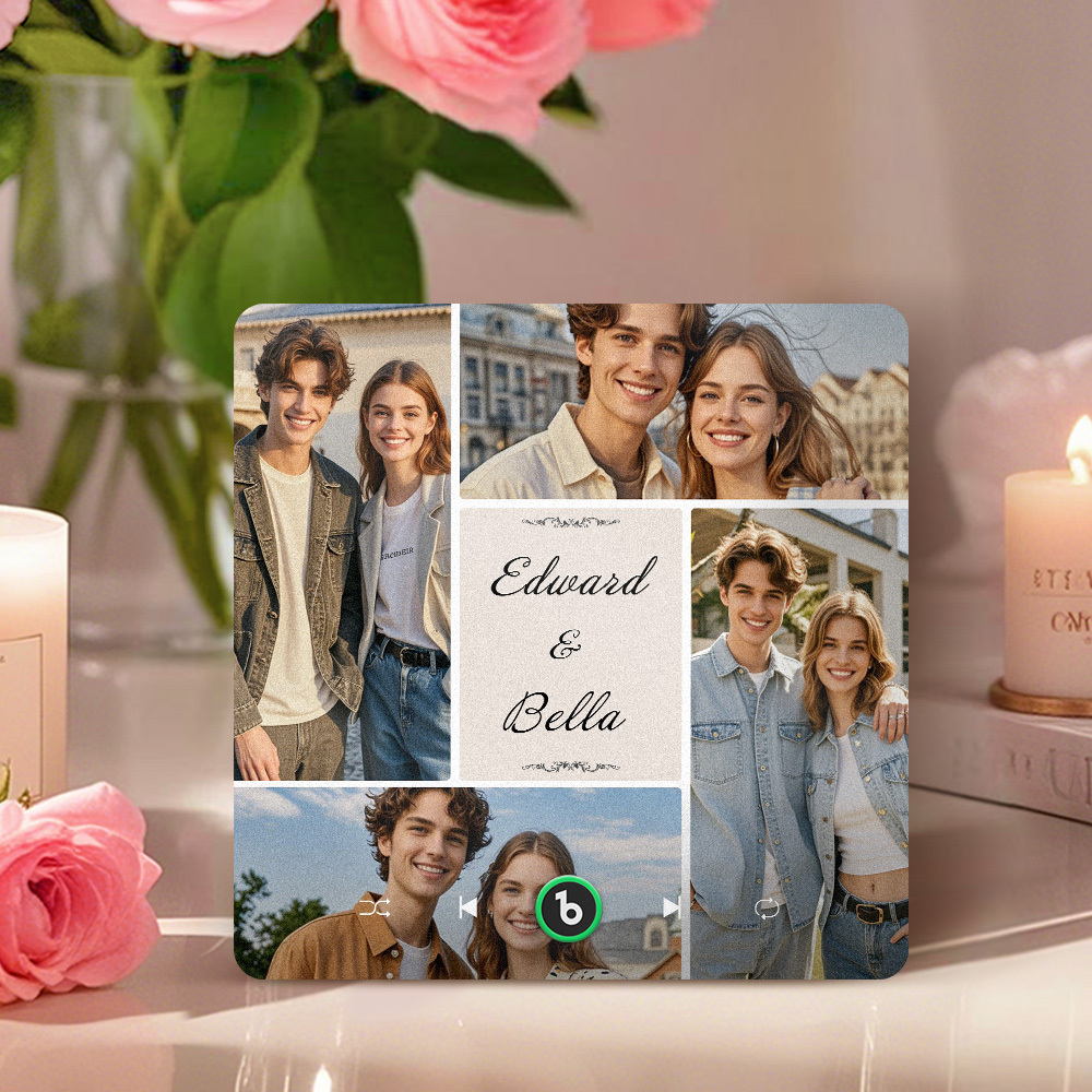 Individuelle Musik-kühlschrankmagnete, Valentinstagsgeschenke, Individueller Musik-kühlschrankmagnet, Bunter Rahmen, Album-kühlschrankmagnet, Kann Lieder Abspielen, Geschenk Für Paare - MeineFotoTassen